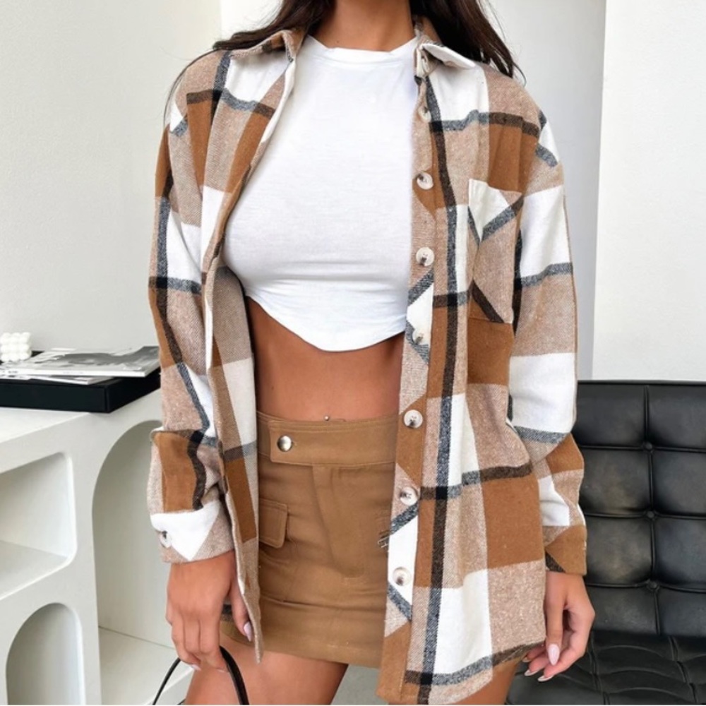 Plaid Button-Up Shirt Jacket